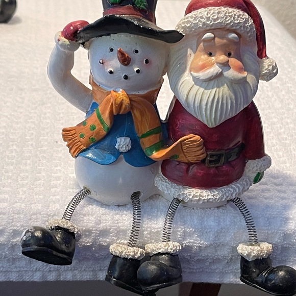 Holiday Christmas Santa/Snowman & Snowman/Penguin Spring Legged Shelf Sitter - Picture 7 of 9